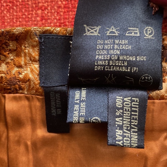 ESCADA Couture Silk Metallic Gold Paisley Mini Skirt - Picture 8 of 9